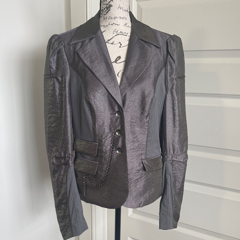 bebe Shimmering Silver Blazer